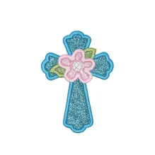 Beautiful Glitter Cross Sew On Embroidery Patch