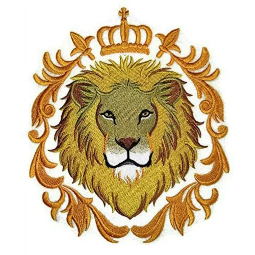 Embrace Majestic Style with our Chenille Lion Patch Gold